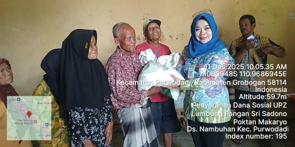 Wujudkan Kepedulian Sosial, Kelompok Lumbung Sri Sadono Nambuhan Salurkan Zakat Beras kepada Warga